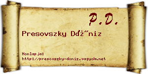 Presovszky Döniz névjegykártya